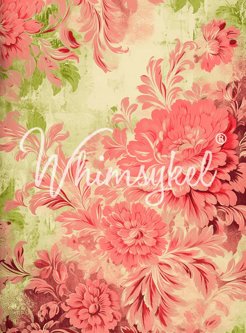 Lime Kissed Flowers - Decoupage Tissue Paper   21" x 29"