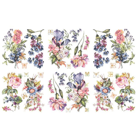 Vintage Blooms – Large Transfer – 6 X Sheets