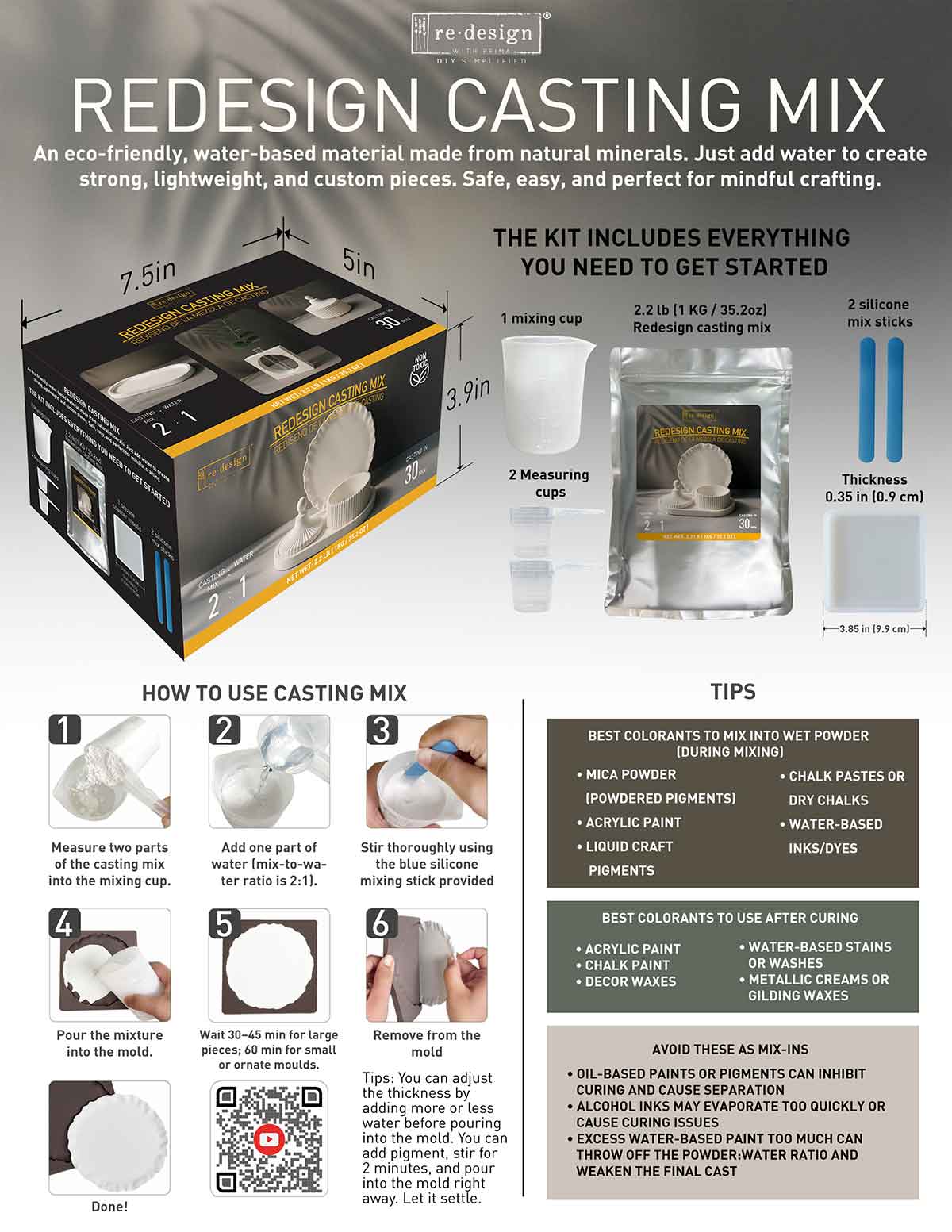 Redesign Casting Mix Kit – 1 bag of mix (2.2 lbs)