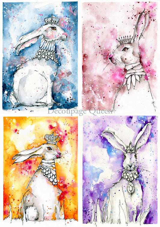 Toni Burt Hares Four Pack by Decoupage Queen