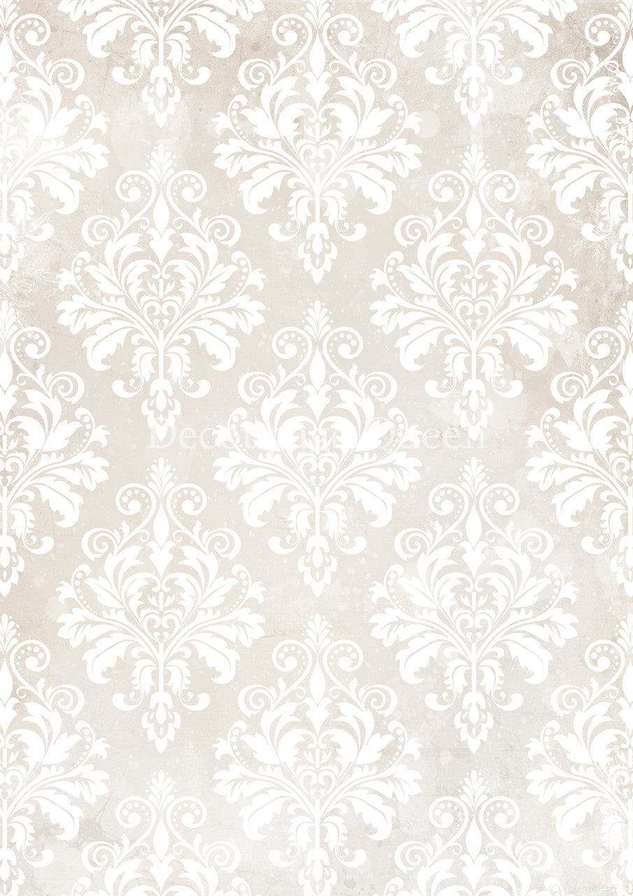 Decoupage Queen Cream Damask Rice Paper