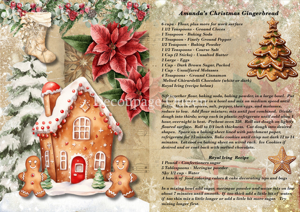 Decoupage Queen Amanda's Gingerbread Recipe Rice Paper