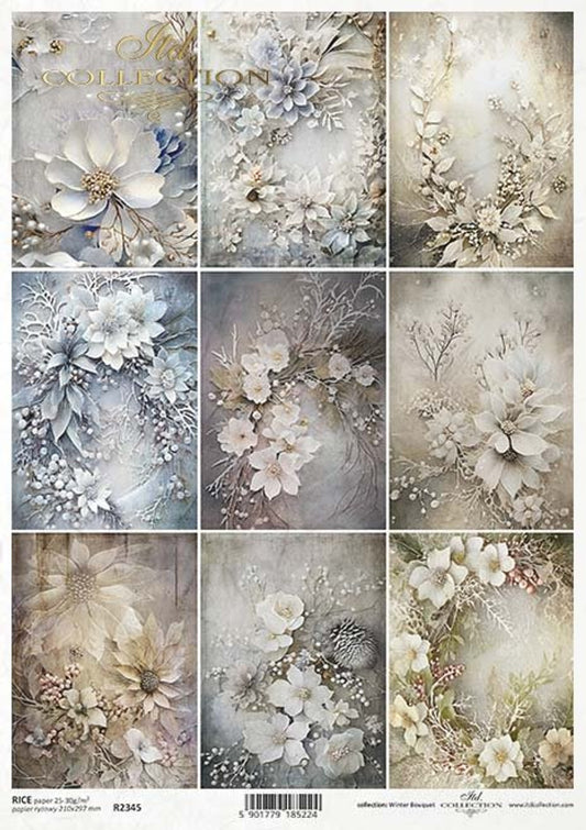 ITD Collection Nine Pack Winter Bloom Minis A4 Rice Paper