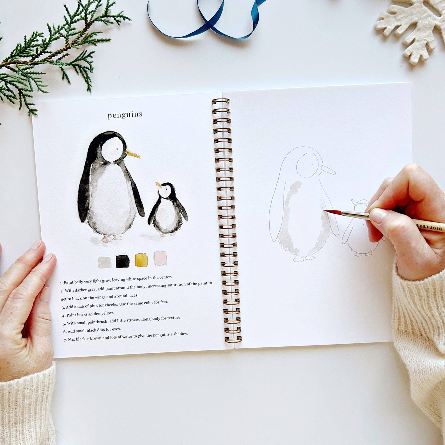 Winter watercolor workbook by Emily Lex