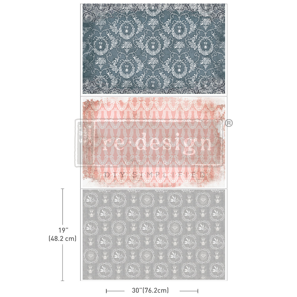 Delicate Charm - DECOUPAGE DECOR TISSUE PAPER PACK -3 Sheets 19.5″X30″ EACH - Limited Release