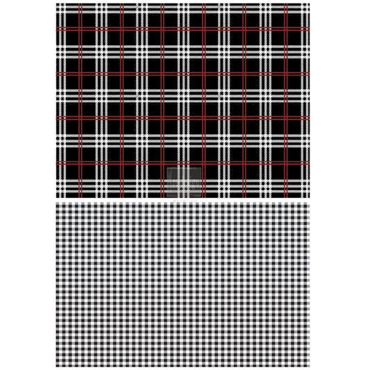 Gingham Black - Rub-On Furniture Decal Transfer by Redesign with Prima!