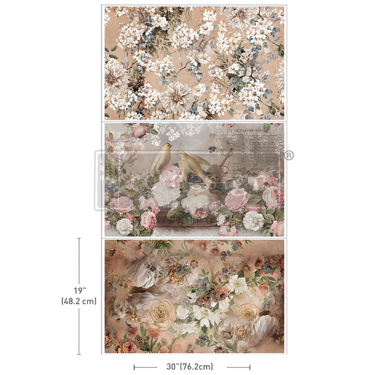 Romance in Bloom - DECOUPAGE DECOR TISSUE PAPER PACK -3 Sheets 19.5″X30″ EACH