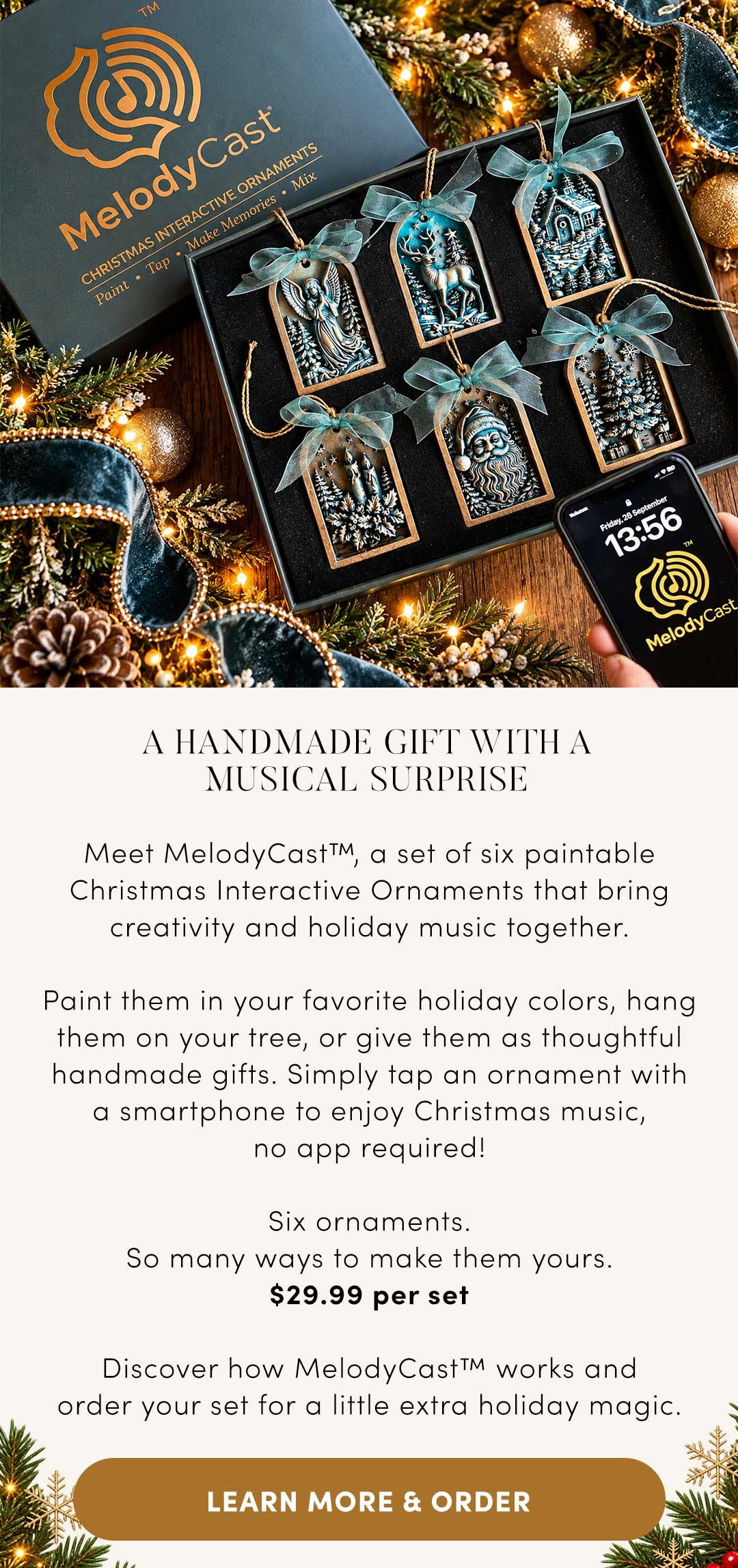 PRE-ORDER MelodyCast | Paint-Tap-Play Christmas Ornaments (Set of 6)