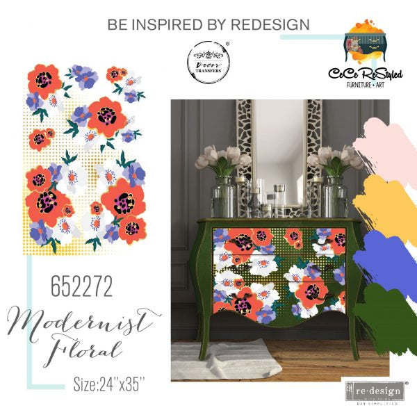 Modernist Floral CeCe Transfer by Redesign with Prima! Furniture decal transfer!