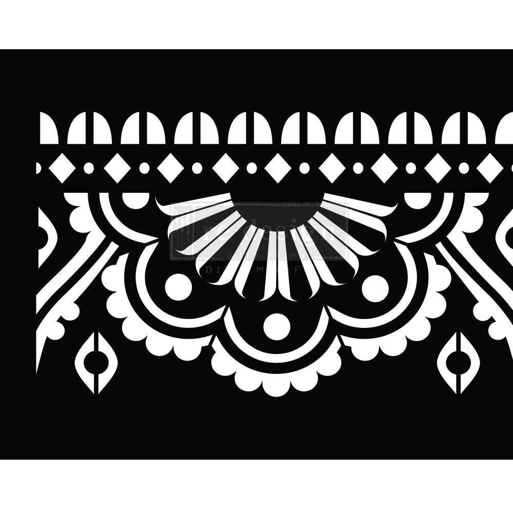 Mendhi Border Stick and Style stencil redesign with Prima!
