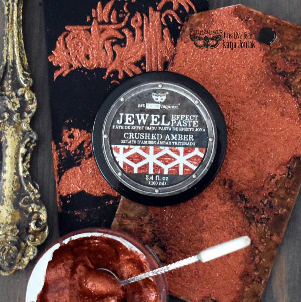 Crushed Amber Art Extravagence Jewel Texture paste, sparkly paste, stencil paste