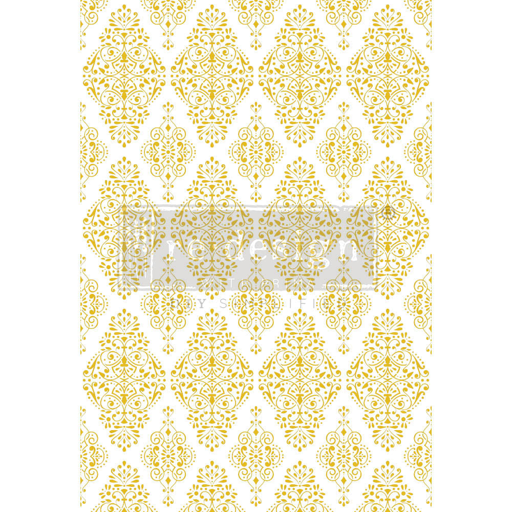 Golden Damask - Kacha - Rub-On Furniture Decal Transfer by Redesign with Prima!