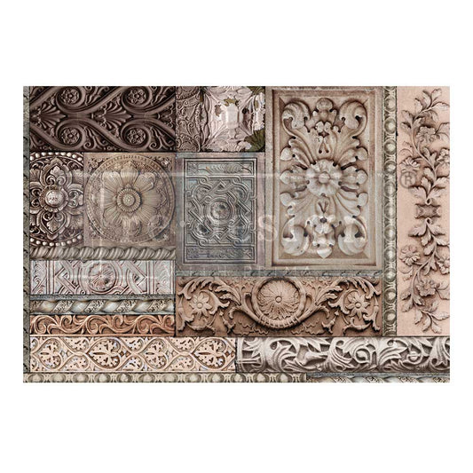 Carved Stonework - A1 Decoupage Fiber Paper