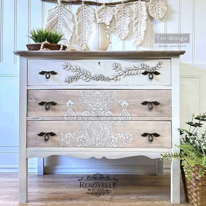 White Engraving - Rub On Furniture Decal Transfer by Redesign with Prima!