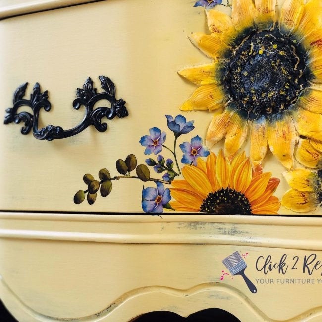 Sunflower Fields - Rub-On Furniture Decal transfer by redesign with Prima!