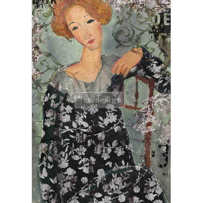 Whimsical Lady - A1 Decoupage Paper