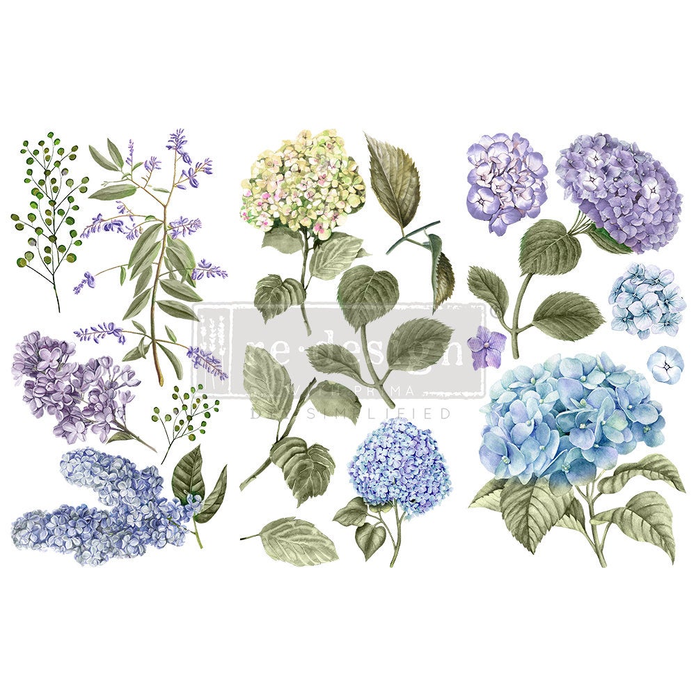 Mystic Hydrangea – Rub-On Furniture Decal Mini-Transfer by Redesign with Prima!