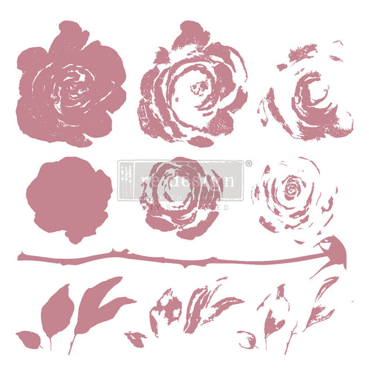 Mystic Rose - Clearly Aligned Stamps (12" x 12" clear cling, 10 pcs) by redesign with Prima!