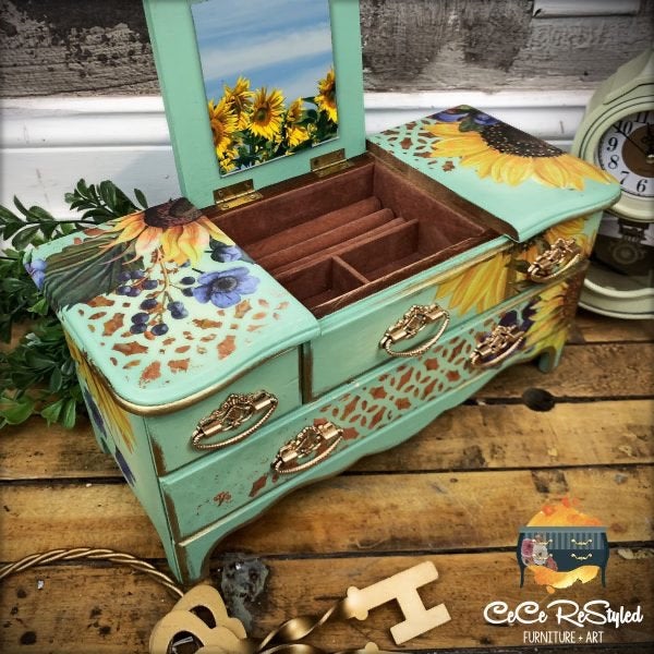 Sunflower Fields - Rub-On Furniture Decal transfer by redesign with Prima!