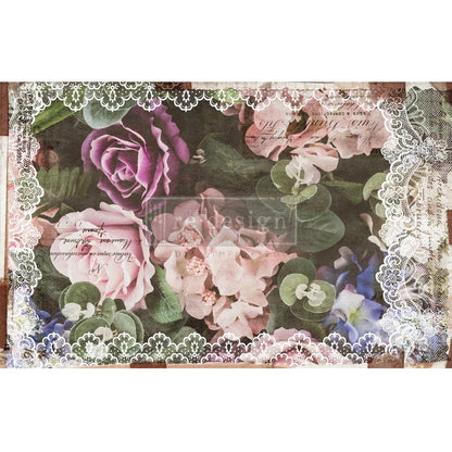 Dark Lace Floral - Decoupage Paper