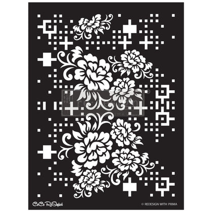 CECE Floral Matrix Stencil 18×25 by redesign with Prima!