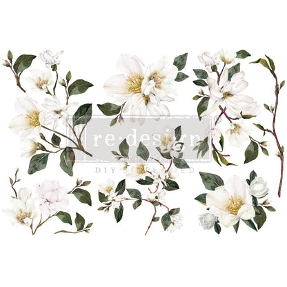 White Magnolia - Rub-On Furniture Decal Mini-Transfer by Redesign with Prima!