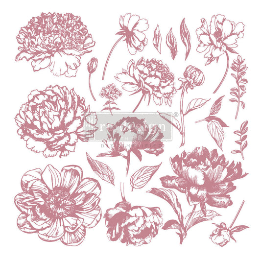 Linear Floral - Clearly Aligned Stamps (12" x 12" clear cling, 20 pcs) by redesign with Prima!