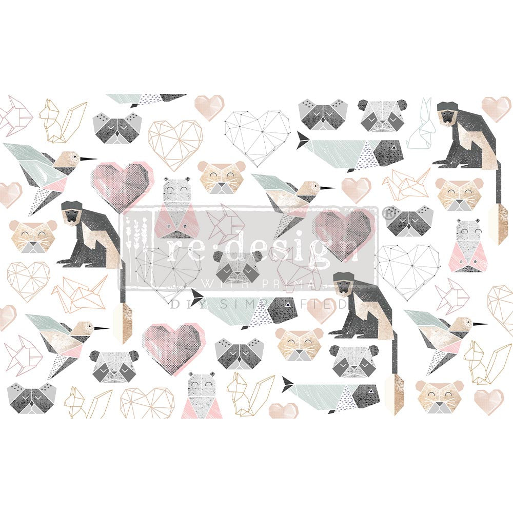 Origami Love Decoupage Decor paper by redesign with Prima!