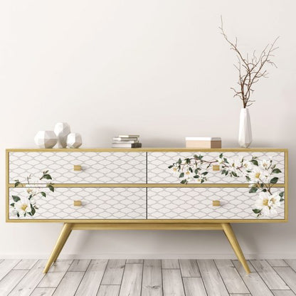 White Magnolia - Rub-On Furniture Decal Mini-Transfer by Redesign with Prima!
